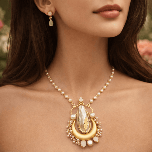 Aganya kreation Real pearl set Amala Real Pearl Set - Handcrafted Elegance for Every Occasion