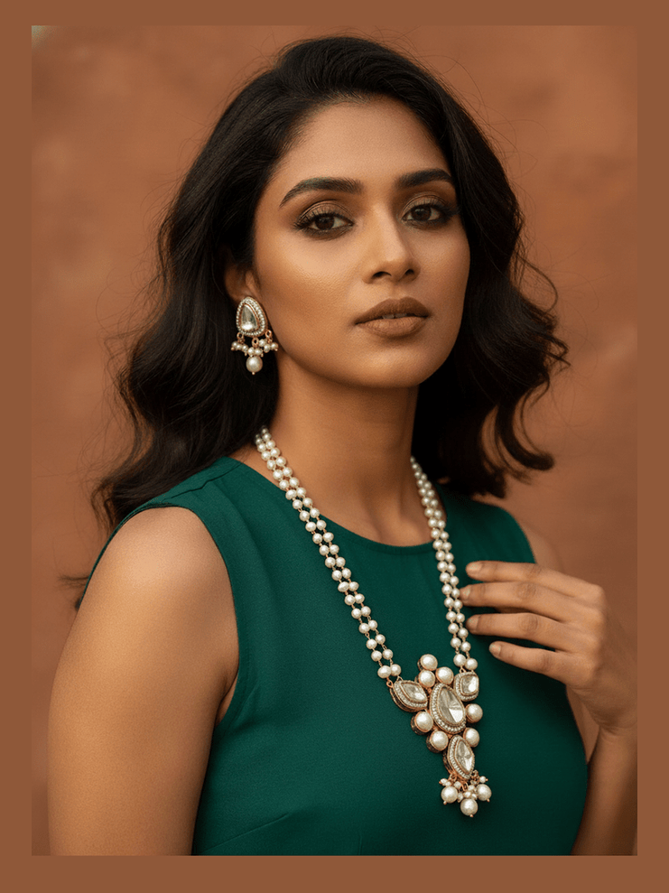 Aganya kreation Real pearl set Arka Real Pearl Polki Kundan Set - Exquisite Jewelry