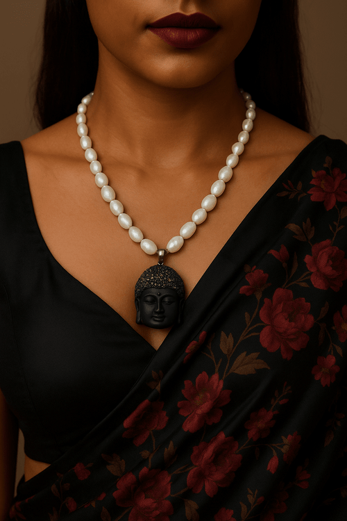 Aganya kreation Real pearl set Budha Real Pearl Necklace - Handcrafted Elegance