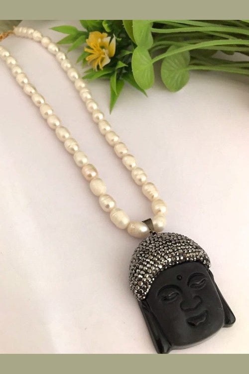Aganya kreation Real pearl set Budha Real Pearl Necklace - Handcrafted Elegance