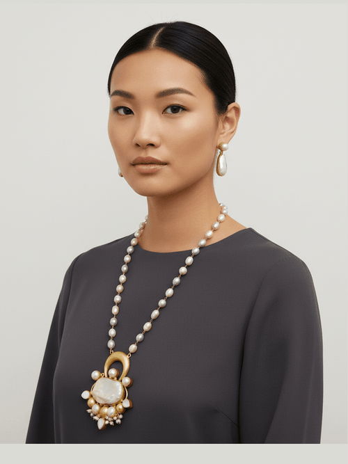 Aganya kreation Real pearl set Buy Abhidha Set by Pearl Elegance