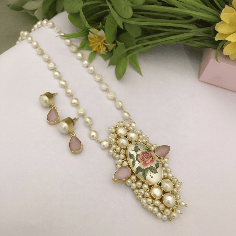 Aganya kreation Real pearl set Drishyani Real Pearl Set - Handmade Jewelry for Every Occasion