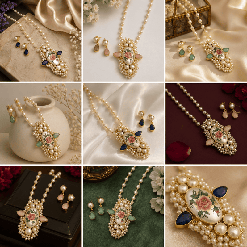 Aganya kreation Real pearl set Drishyani Real Pearl Set - Handmade Jewelry for Every Occasion