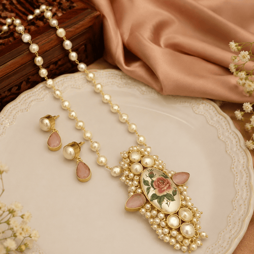 Aganya kreation Real pearl set Drishyani Real Pearl Set - Handmade Jewelry for Every Occasion