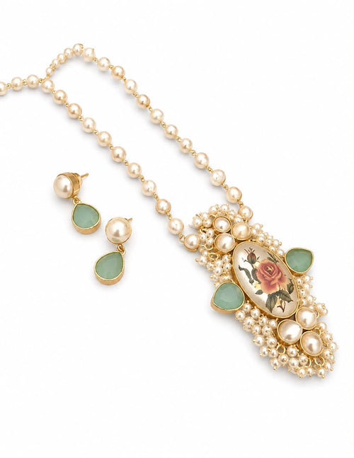 Aganya kreation Real pearl set Drishyani Real Pearl Set - Handmade Jewelry for Every Occasion