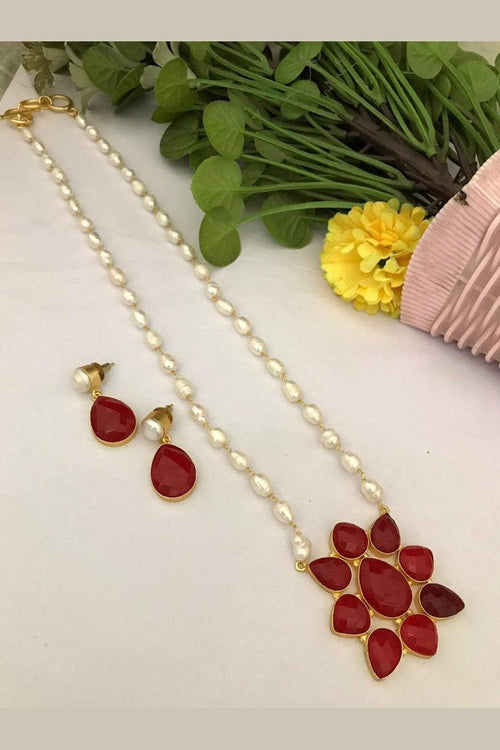 Aganya kreation Real pearl set Elegant Omisha Real Pearl Set - Timeless Jewelry for All Occasions  | For Women & Girl 1