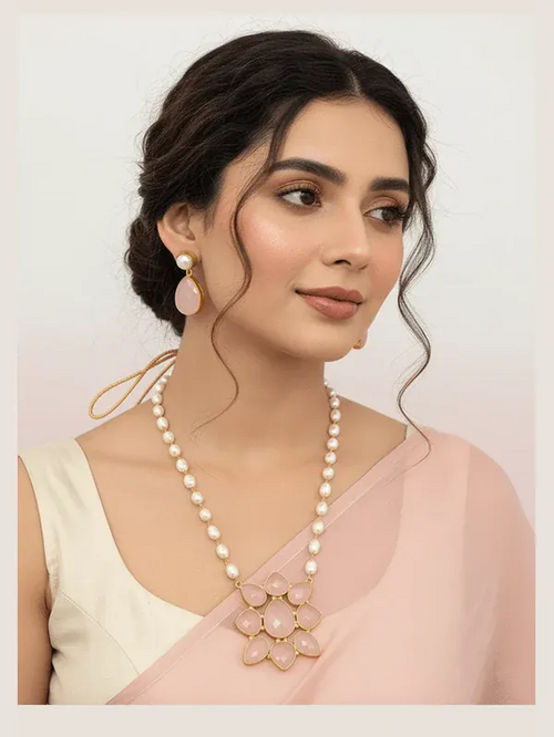 Aganya kreation Real pearl set Elegant Omisha Real Pearl Set - Timeless Jewelry for All Occasions  | For Women & Girl