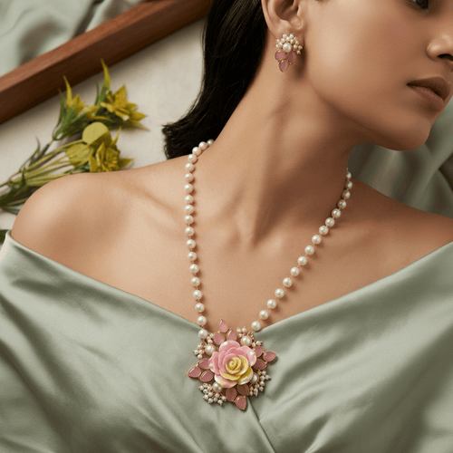 Aganya kreation Real pearl set Elegant Pushpika Real Pearl Set - Timeless Jewelry
