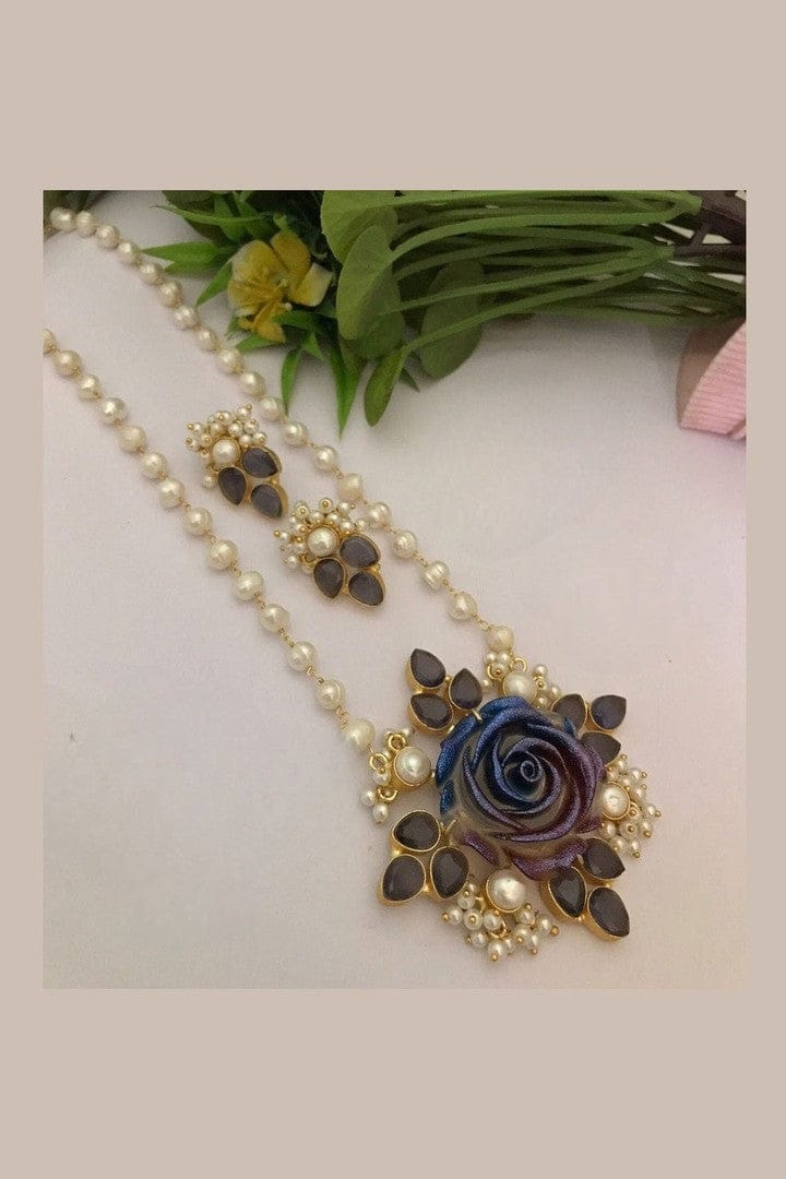 Aganya kreation Real pearl set Ganga Real Pearl Set - Elegant Brass Jewelry
