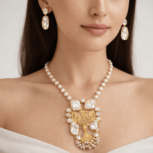 Aganya kreation Real pearl set Geetanjali Real Pearl Set - Elegant Handcrafted Jewelry