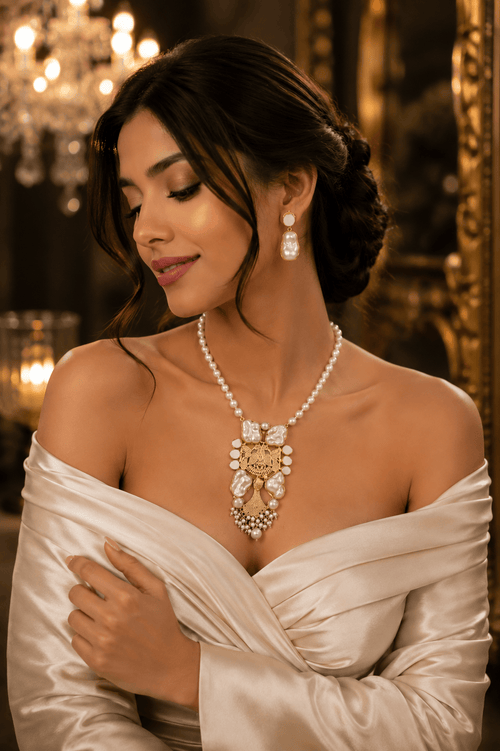 Aganya kreation Real pearl set Geetanjali Real Pearl Set - Elegant Handcrafted Jewelry