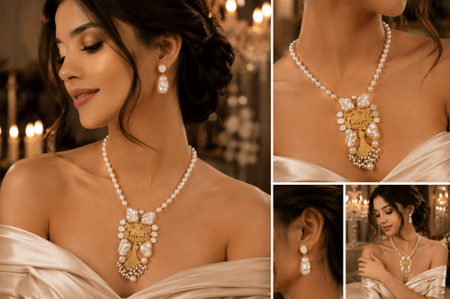 Aganya kreation Real pearl set Geetanjali Real Pearl Set - Elegant Handcrafted Jewelry