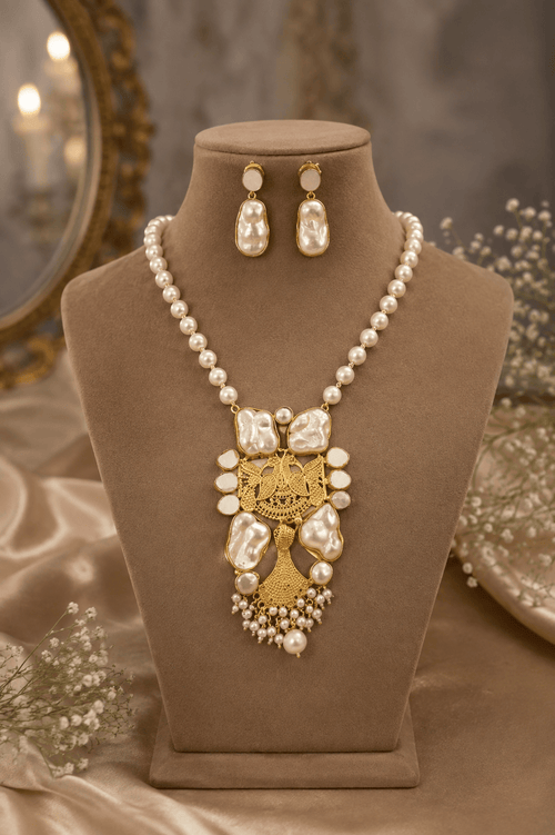 Aganya kreation Real pearl set Geetanjali Real Pearl Set - Elegant Handcrafted Jewelry