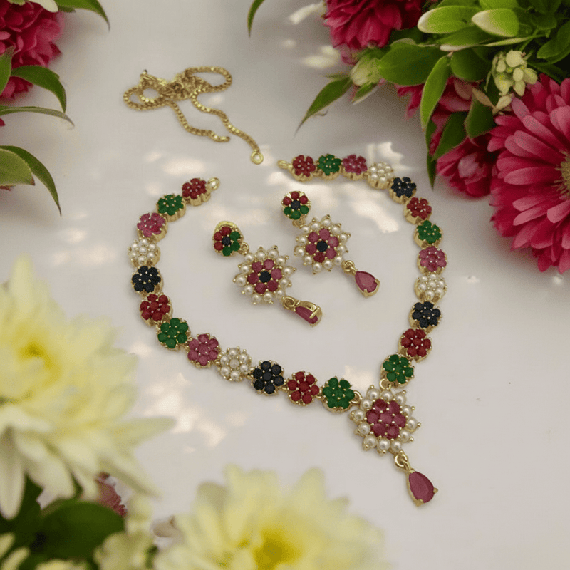 Aganya kreation Real pearl set Janakshi Real Pearl Set - Elegant Brass Jewelry