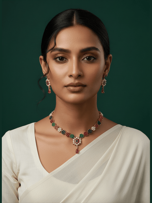 Aganya kreation Real pearl set Janakshi Real Pearl Set - Elegant Brass Jewelry