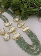 Aganya kreation Real pearl set Real Pearl Sadiya Set - Elegant Ethnic Jewelry for All Occasions Natural semi emerlad