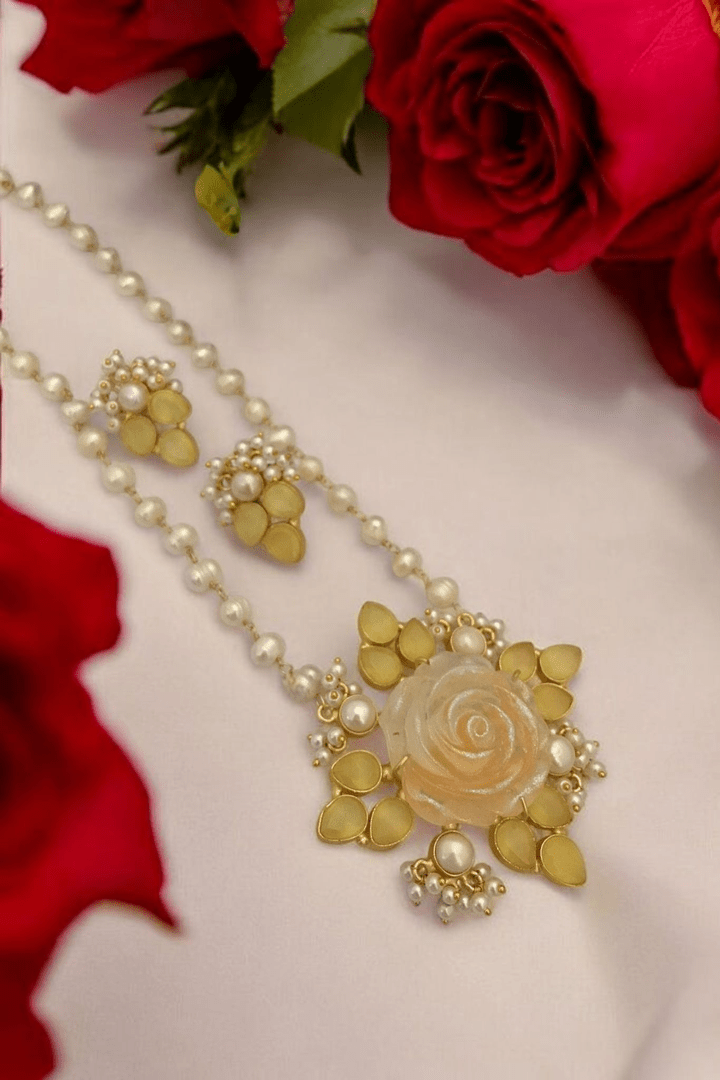 Aganya kreation Real pearl set Shaina Real Pearl Set - Elegant Brass Jewelry
