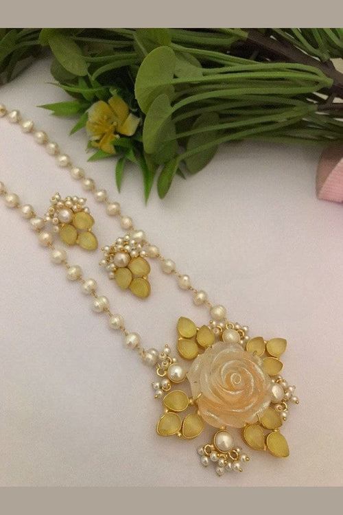 Aganya kreation Real pearl set Shaina Real Pearl Set - Elegant Brass Jewelry