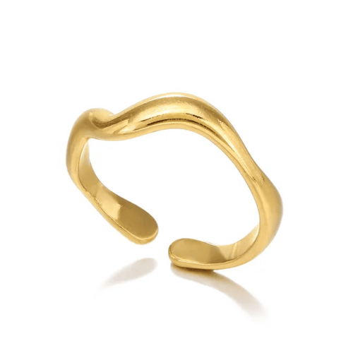 Aganya kreation Rings Curvy 18k Gold Plated Anti Tarnish ring