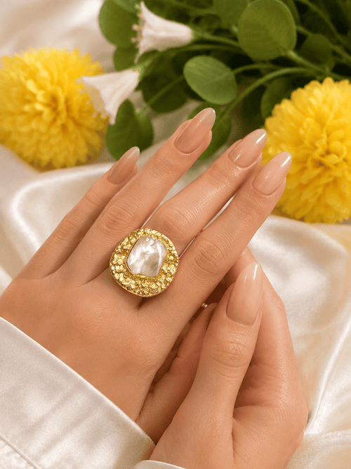 Aganya kreation Rings Mireya Natural Baroque Pearl Statement Ring