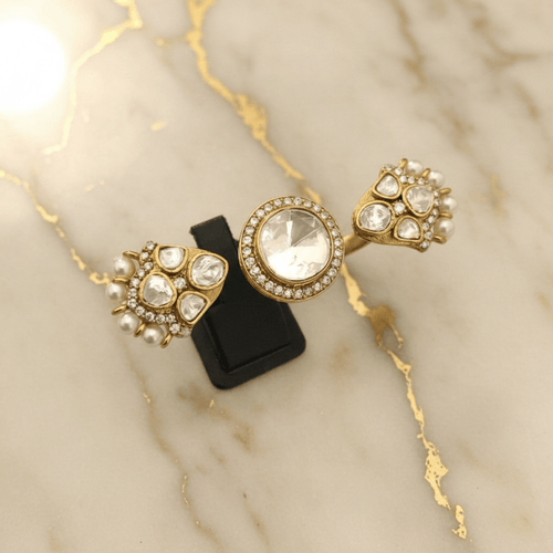 Aganya kreation Rings Raagavi Polki Kundan Ring - Ethnic Brass Jewelry