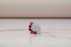 Aganya kreation Rings Ramaya Cocktail Ring - Elegant Silver Tone Adjustable Design Red Ruby Stone