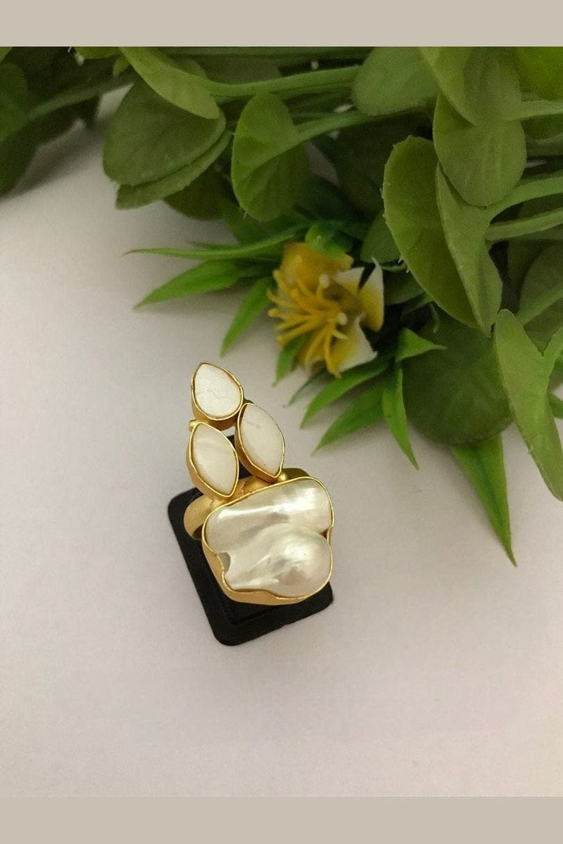 Aganya kreation Rings Real Pearl Maria Ring - Elegant Ethnic & Western Design