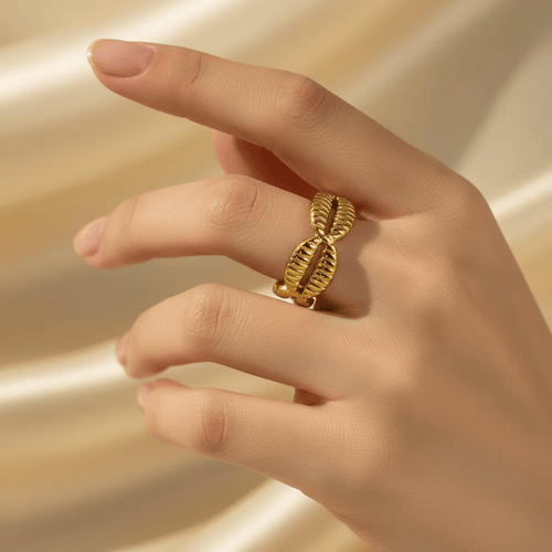 Aganya kreation Rings Shellen Ring 18k Gold Plated Stainless Steel Tarnish Free Waterproof Female Jewellery