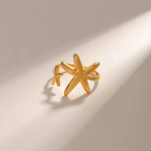 Aganya kreation Staren Ring 18k Gold Plated Stainless Steel Tarnish Free Waterproof Female Jewellery