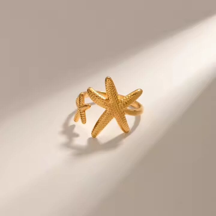 Aganya kreation Staren Ring 18k Gold Plated Stainless Steel Tarnish Free Waterproof Female Jewellery