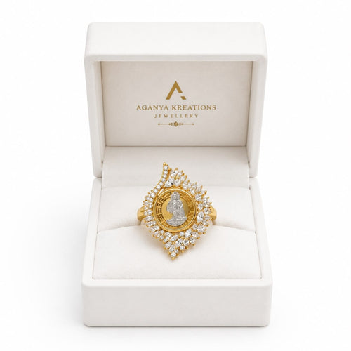 Aganya kreation Rings Vintage Ginni Diamond Ring — AAA+ CZ, Dual-Tone Gold & Silver, Repolishable Brass
