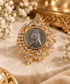 Aganya kreation Rings Vintage Ginni Diamond Ring — AAA+ CZ, Dual-Tone Gold & Silver, Repolishable Brass