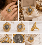 Aganya kreation Rings Vintage Ginni Diamond Ring — AAA+ CZ, Dual-Tone Gold & Silver, Repolishable Brass