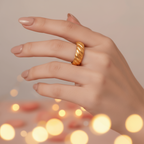 Aganya kreation Rings Zoniva Ring 18k Gold Plated Stainless Steel Tarnish Free Waterproof Female Jewellery