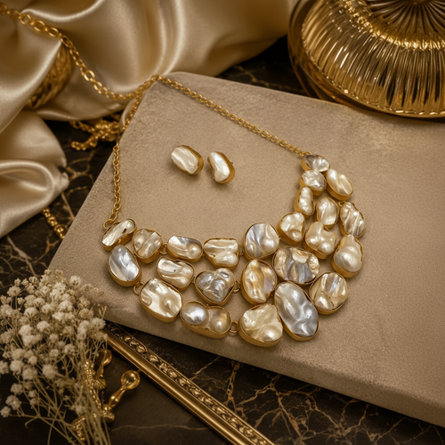 Aganya kreation Sundari Real Pearl Set - Elegant Handcrafted Jewelry