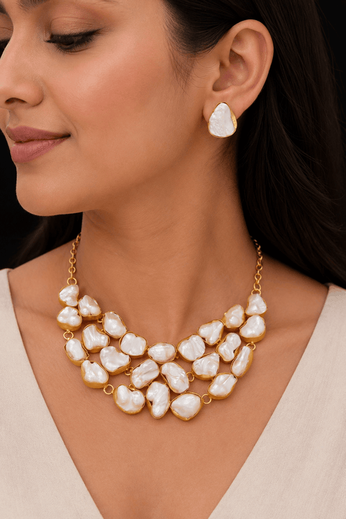 Aganya kreation Sundari Real Pearl Set - Elegant Handcrafted Jewelry