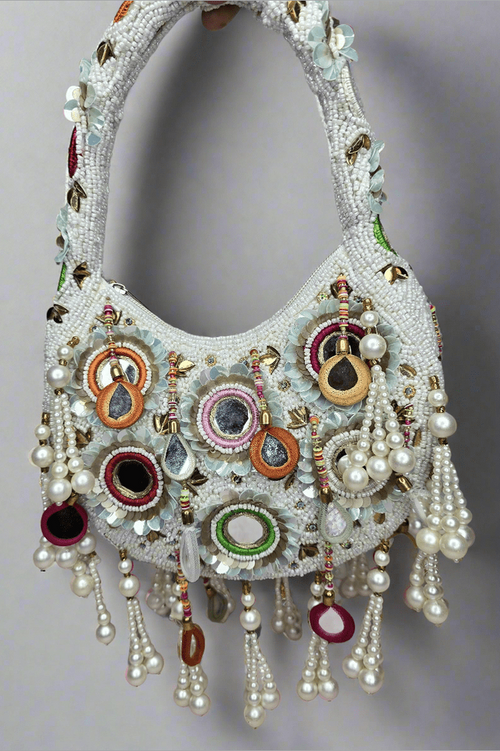 White pearl mirror bag