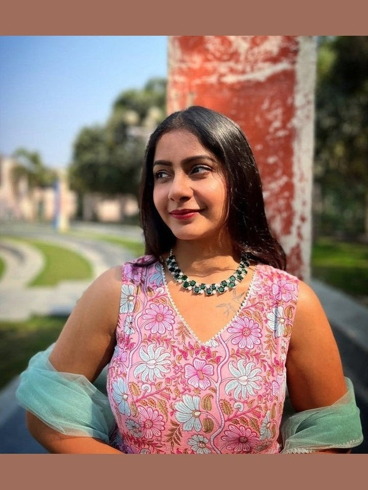 Sonica Diamond Look Set - Elegant Silver Plated Jewelry Emerlad green