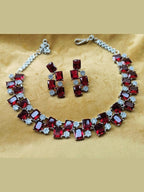 Sonica Diamond Look Set - Elegant Silver Plated Jewelry Emerlad green