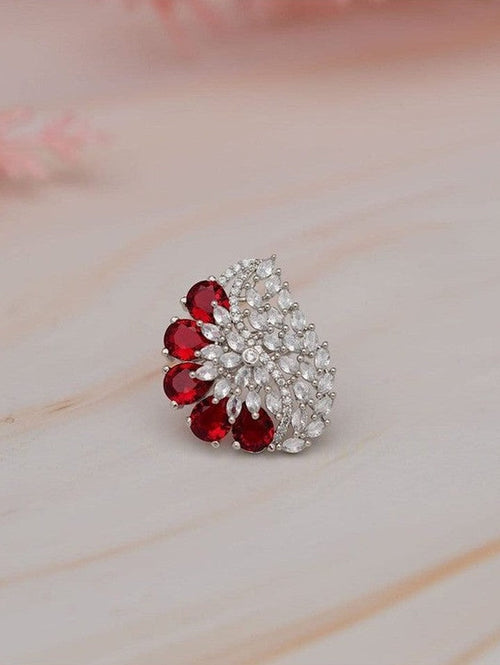 Ramaya Cocktail Ring - Elegant Silver Tone Adjustable Design