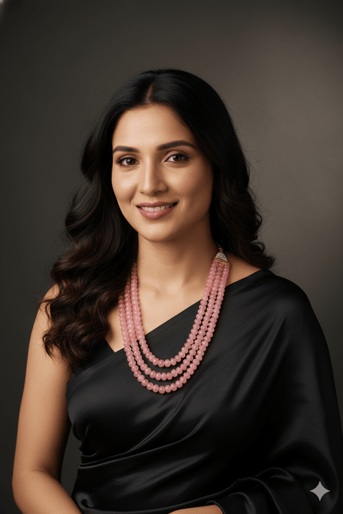 Rakshini pumpkin beads real stone mala