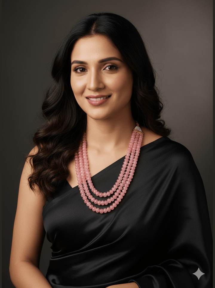 Rakshini pumpkin beads real stone mala