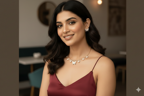 Real Mother Pearl Aravali Hasli Set - Elegant Ethnic Jewelry