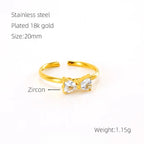 Zircon 18k Gold Plated Stainless Steel