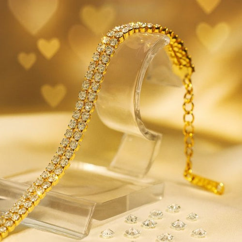 Tennis bracelet-GOLD – 18k Gold Plated Stainless Steel Tarnish Free Waterproof Female Jewellery