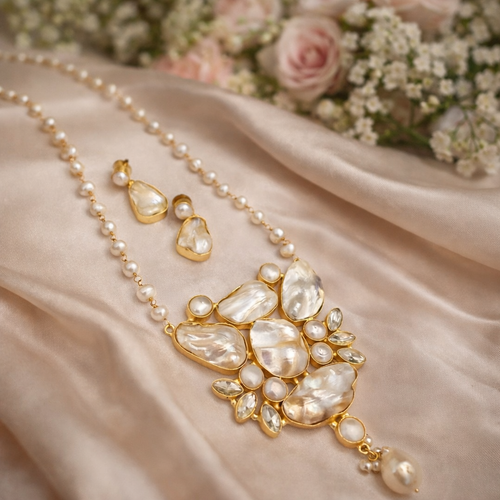 Ruchika Real Pearl Set - Elegant Handcrafted Jewelry