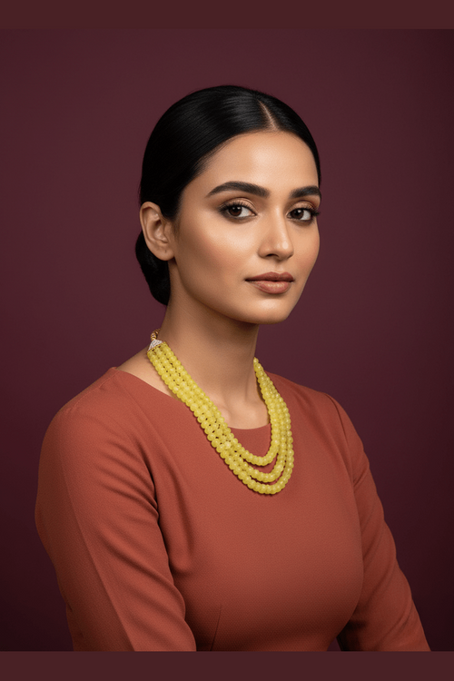 Charu pumpkin beads real stone mala