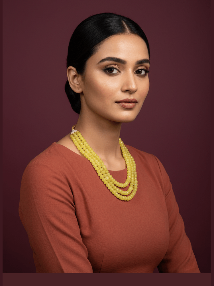 Charu pumpkin beads real stone mala