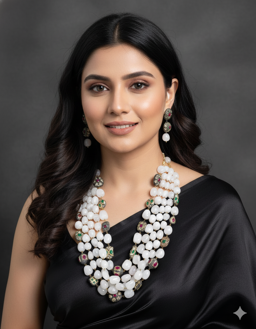 Tarakshi semi precious kundan mala set