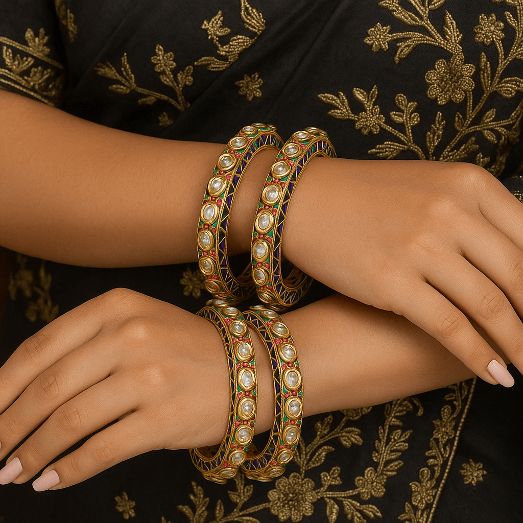 Aarushi rajwadi jadau kundan pacheli bangles